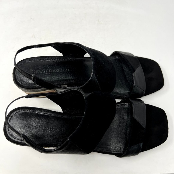 Kelsi Dagger Brooklyn Black Leather Square Toe Womens 6.5 Strappy Slingback Heel - Picture 12 of 12